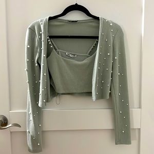 Cropped Zara Pearl Cardigan